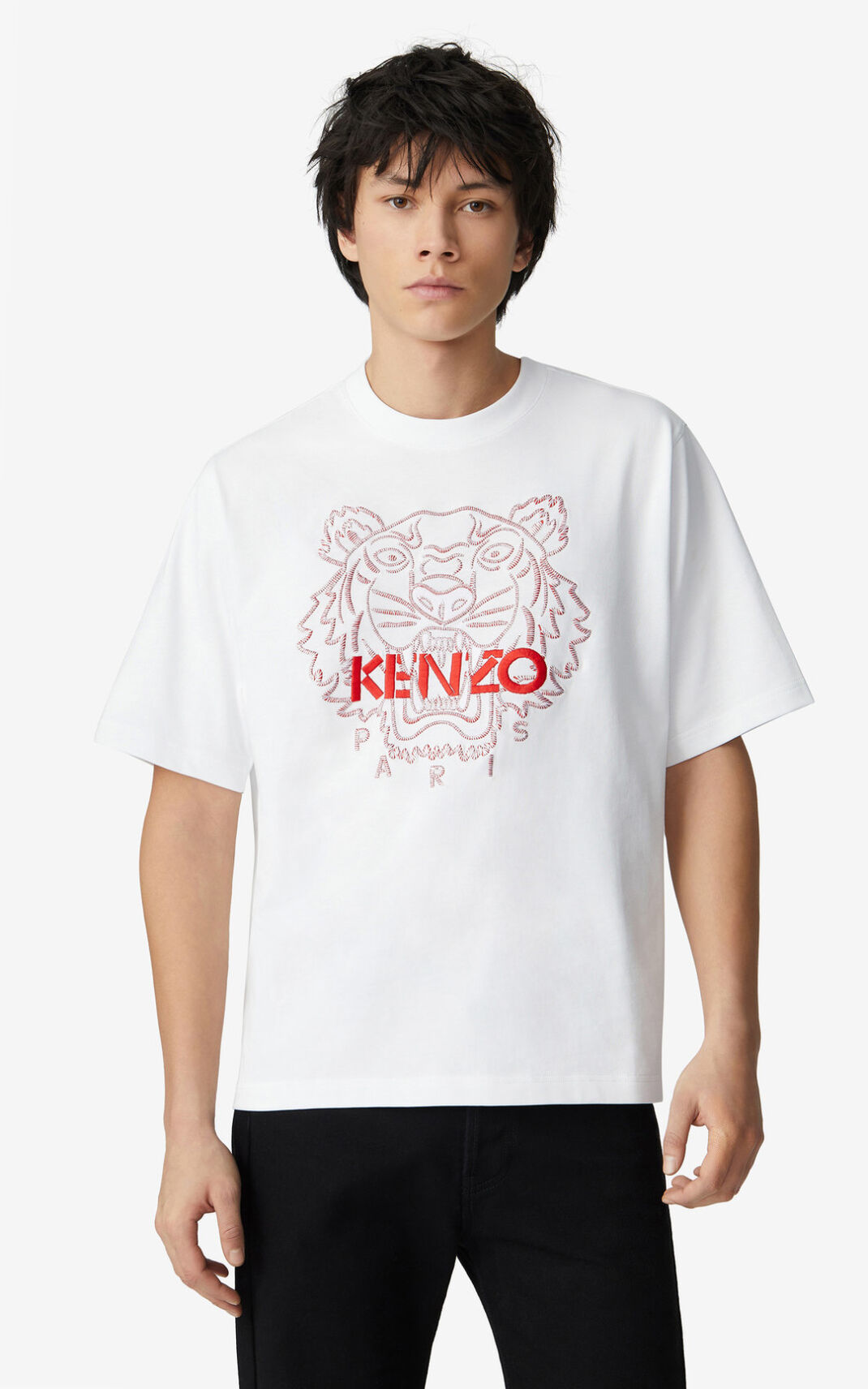 Kenzo Tiger loose fitting Tişört Erkek Beyaz | 6839-NYZUH